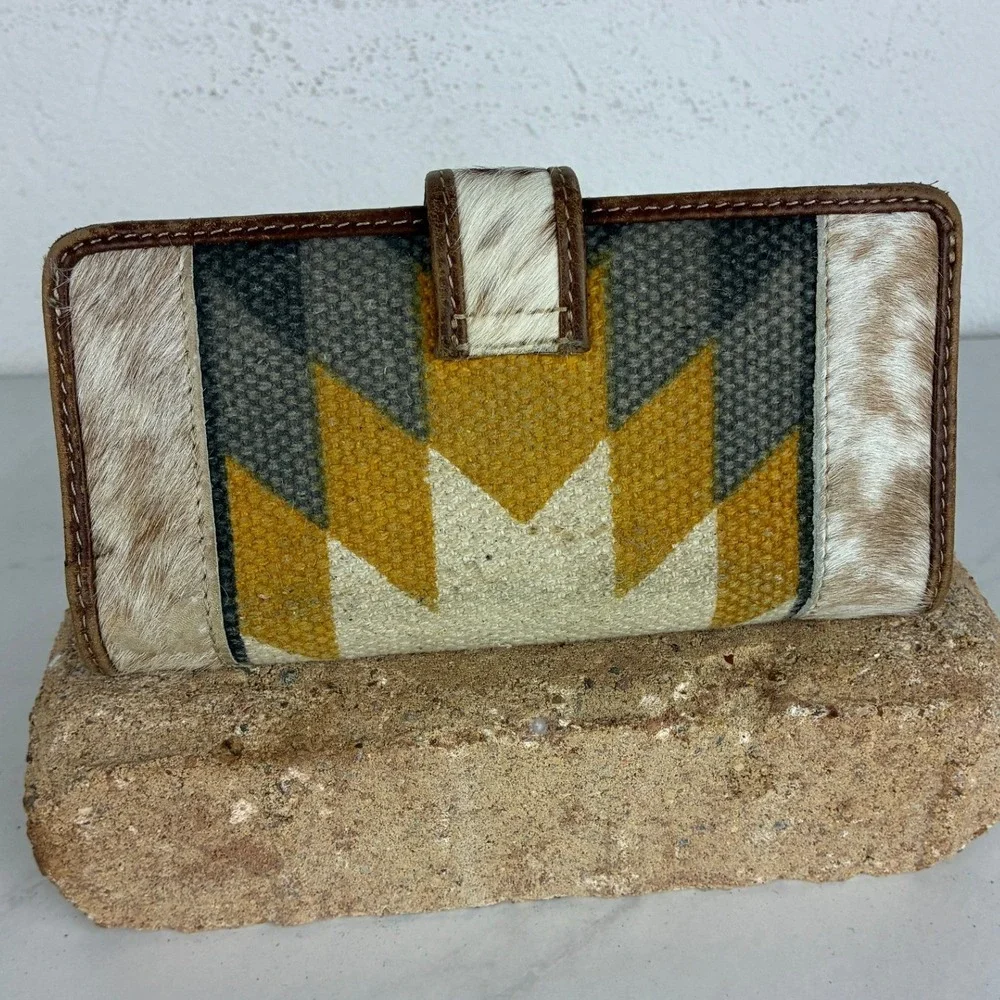 United Supply Co Brown Cowhide Concho Wallet - OS - Boho Western Southwestern